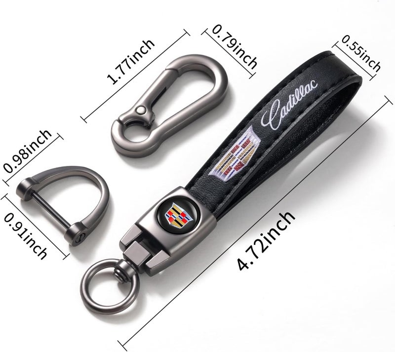 BFIVEANTE leather car keychain set for Cadillac men and women family present keychain key ring lanyard accessories (black) - Image 2